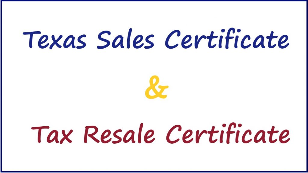 Texas Sales Certificate and Use Tax Resale Certificate PDF